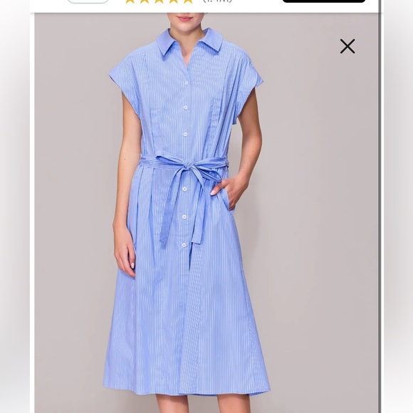 MELLODAY Dresses & Skirts - Blue Cap Sleeve Shirt Dress